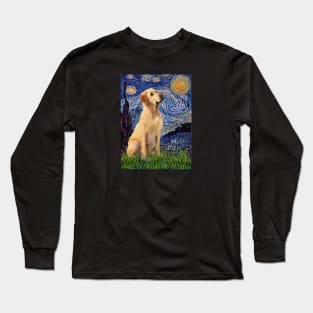 Starry Night Adapted to Include a Yellow Labrador Retriever Long Sleeve T-Shirt